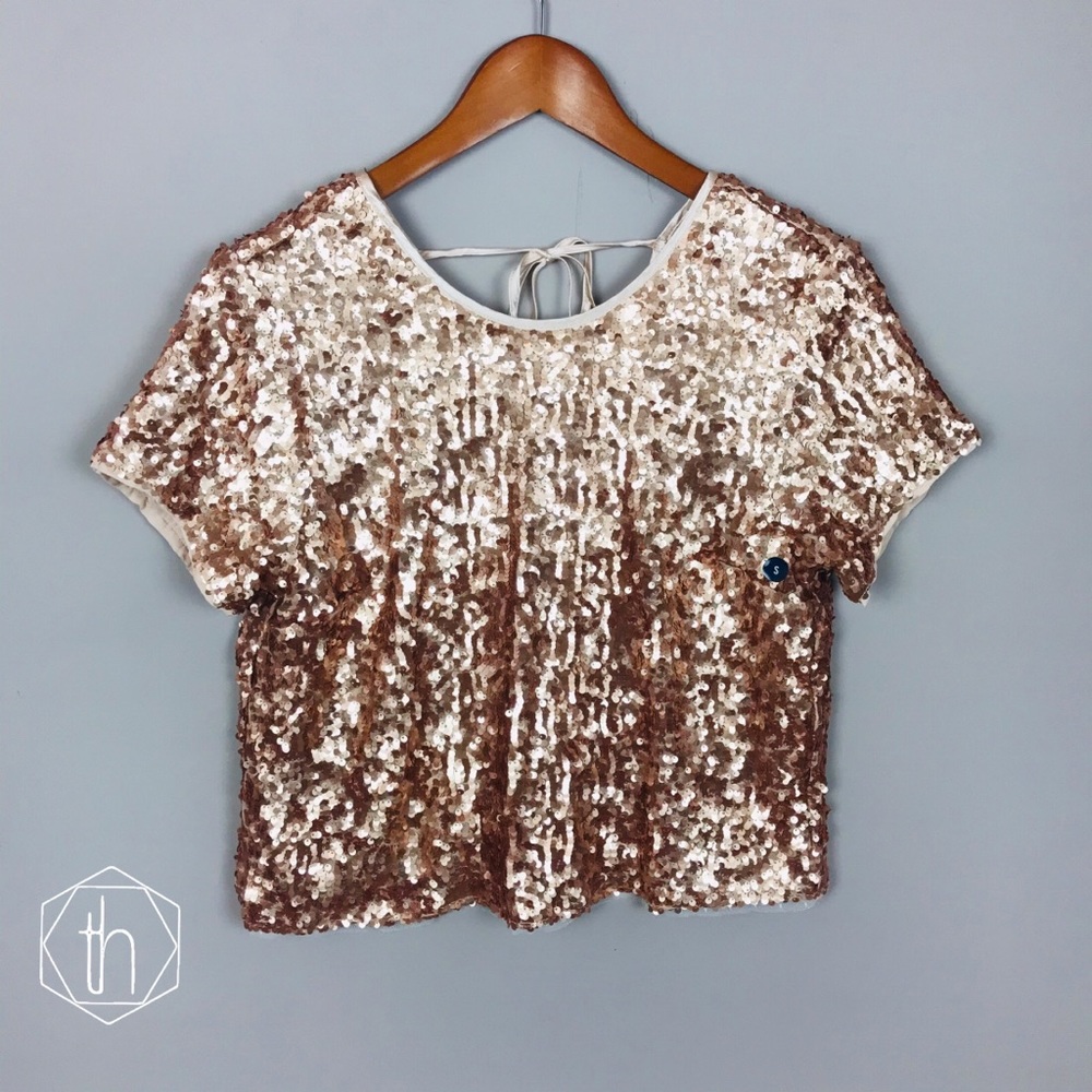 Abercrombie and Fitch sequin top rose gold small